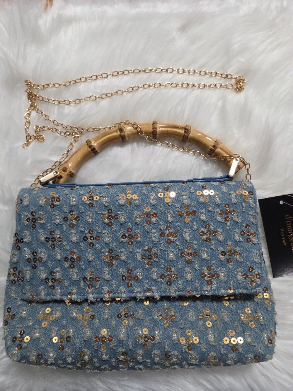 Denim w/ Sequins Small Handbag